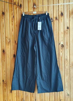 Женские брюки кюлоты mint velvet navy cotton wide trousers, размер m short) черные хлопковые