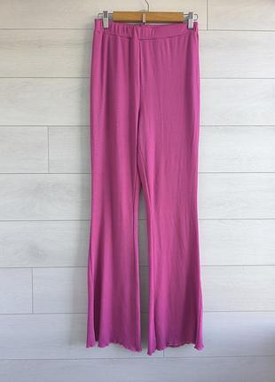 Длинные лосины/леггинсы клеш в рубчик shein l eur 40 - 42 р. розовые / малиновые