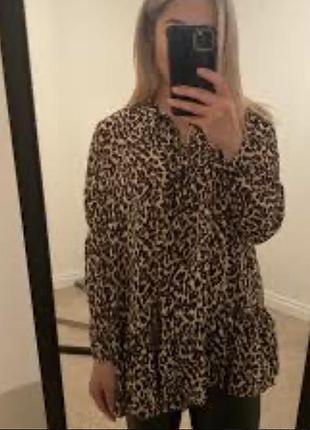 Блузка zara з v-подібним вирізом і леопардовим принто