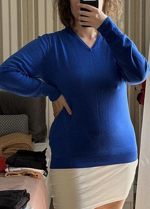 Светр h&m джемпер 100% вовна ультрамарин merino wool