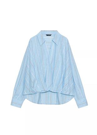 Сорочка блуза блакитна лляна від zara