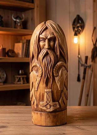 Статуэтка тора 13 см, алтарная фигурка, скандинавский бог, руны, козы тора, мьольнир, талисман, амулет, смола