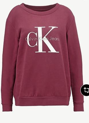 Свитшот calvin klein jeans (оригинал) в бордовом цвете