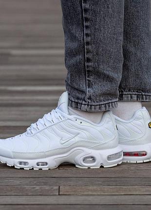 Кроссовки мужские, кроссовки женские, 1в1 люкс качество, кожа, nike air max tn plus all white, inter-1889