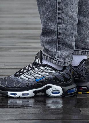 Кросівки чоловічі, кросівки жіночі, 1в1 люкс якість, шкіра, nike air max tn plus black blue white, inter-2032