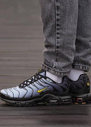 Кроссовки мужские, кроссовки женские, 1в1 люкс качество, кожа, nike air max tn plus black white yellow, inter-2115