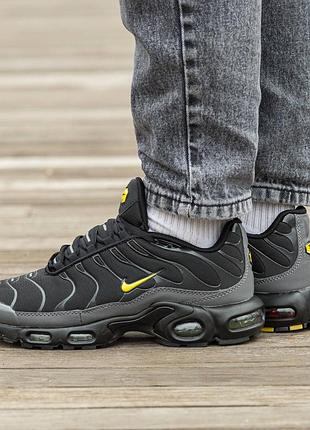 Кросівки чоловічі, кросівки жіночі, 1в1 люкс якість, шкіра, nike air max tn black yellow, inter-1993