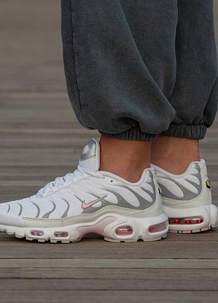 Кроссовки мужские, кроссовки женские, 1в1 люкс качество, кожа, nike air max tn plus white grey pink, inter-2110