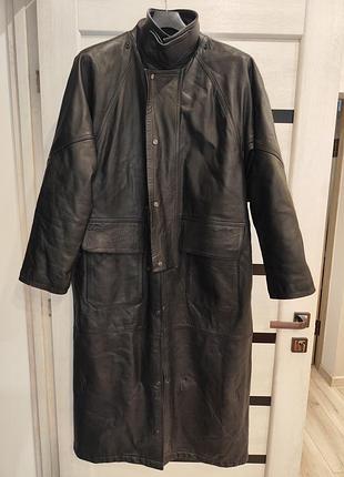 Винтажный кожаный плащ louis international (xl) / мотоплащ