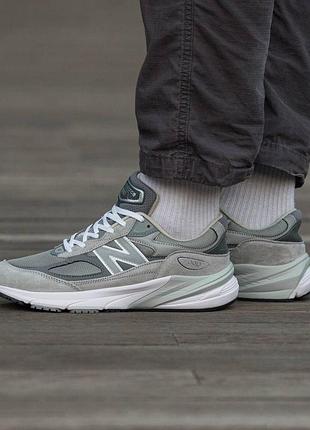 Кроссовки мужские, кроссовки женские, 1в1 люкс качество, кожа, new balance 990 v6 white grey, inter-1463