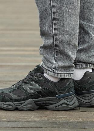 Кросівки чоловічі, кросівки жіночі, 1в1 люкс якість, шкіра, new balance 9060 black suede, inter-2019