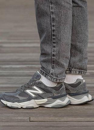 Кроссовки мужские, кроссовки женские, 1в1 люкс качество, кожа, new balance 9060 grey white, inter-2349