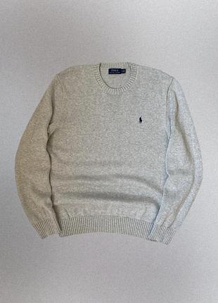 Светр кофта чоловічий polo ralph lauren бавовняний сірий базовий