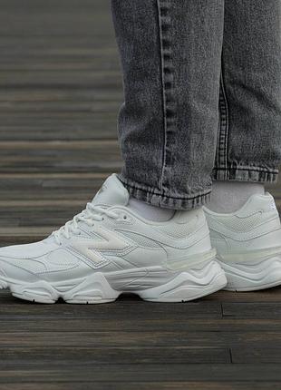 Кросівки чоловічі, кросівки жіночі, 1в1 люкс якість, шкіра, new balance 9060 triple white, inter-2511