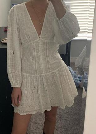 Сукня біла прошва котон бохо перфорація zara xs s m 0881/319