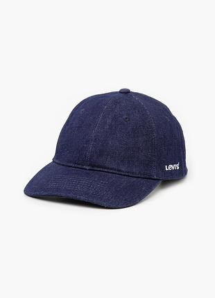Джинсова бейсболка (кепка) levi’s premium essential cap d75890004 — темно-синя, 100% бавовна, зі шкіряним ремінцем. оригінал.