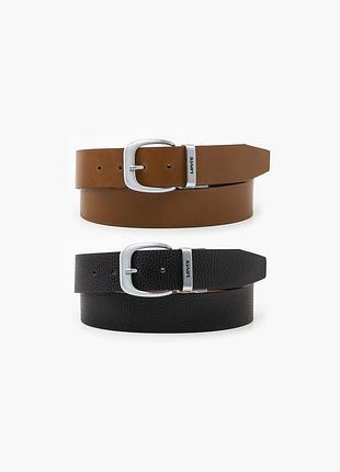 Двосторонній ремінь levi’s reversible core belt d70920001 — чорний/коричневий, бича шкіра. оригінал.