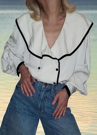 Вінтажна блуза морячка, морський комір, гюйс, вінтаж, ysl, yves saint laurent