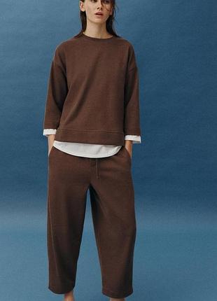 Супер стильный трендовый трикотажный костюм свитшот и штаны zara