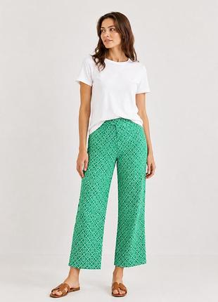 Scotch & soda amsterdam зелені штани 7/8 з ажурною вишивкою