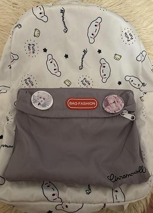 Милий шкільний рюкзак cinnamoroll / sanrio + значки в подарунок