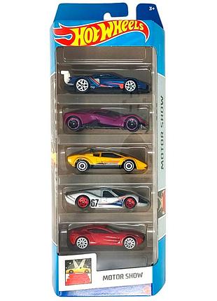 Hot wheels подарунковий набір машинок із 5 штук motor show hly63 5 cars