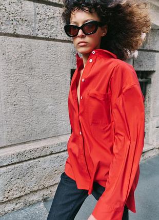 Рубашка оверсайз из поплина от zara