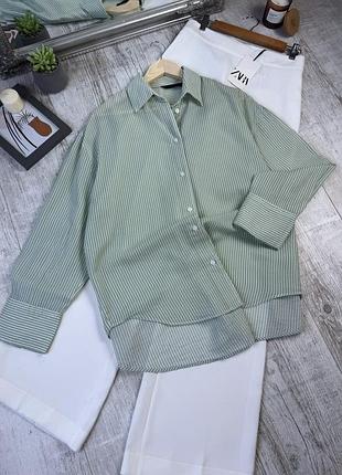 Хлопковая рубашка в полоску от zara