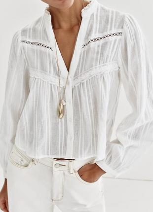 Короткая рубашка с кружевом от zara