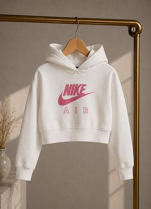 Укорочена біла толстовка nike air з капюшоном 128-140 см, 8-10 років, оригінал