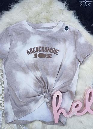 Футболка бежевая тай дай с надписью abercrombie