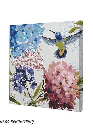 Картина за номерами riviera blanca колібрі та квіти 40x40 см (rb-0842)
