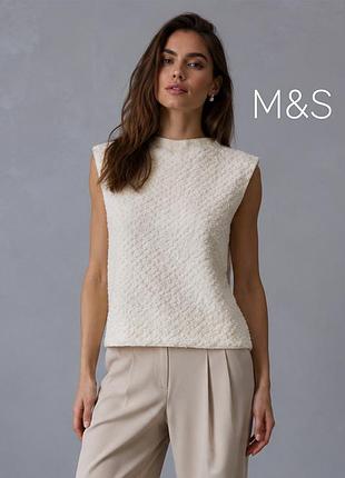 Новая невероятная текстурированная молочная футболка marks &amp; spencer 14uk l