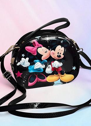 Детская сумочка mickey mouse 15×11×6 см, черная сумка через плечо микки и минни маус, сумочка для девочки