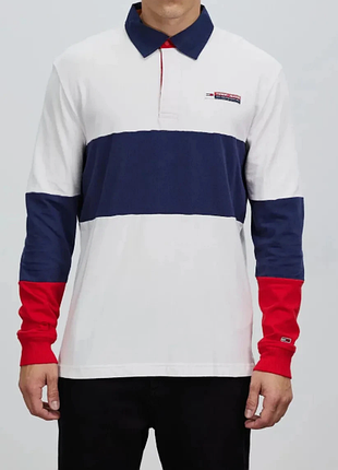 Мужская кофта регбийка tommy hilfiger long sleeve polo shirt оригинал new !