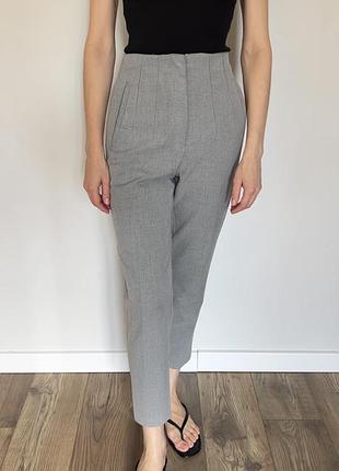 Брюки жіночі сірі класичні завищена талія zara xs