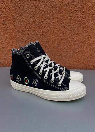 Оригінальні жіночі високі кеди converse chuck all star 37.5-38 розмір 24 см чорного кольору