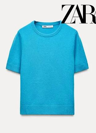 Яркий шерстяной топ zara / бирюза