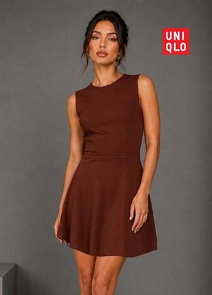 Оригінальна базова мінімалістична шоколадна сукня uniqlo l