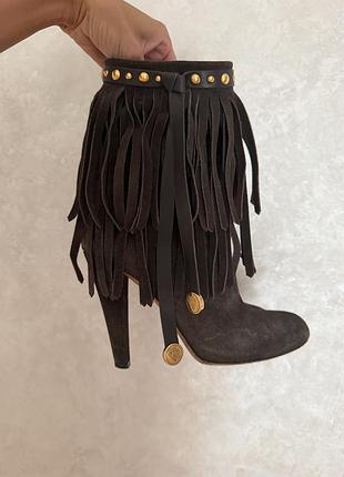 Взуття жіноче gucci chocolate brown suede devendra fringe detail ankle