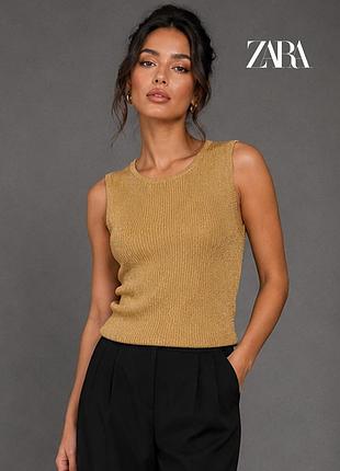Новый вязаный топ с золотыми нитями люрексом zara s