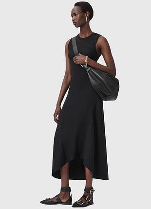 Асиметрична трикотажна сукня міді allsaints gia dress в рубчик, розмір s-m (uk 10)