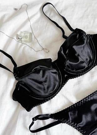 Сатиновий комплект білизни🖤