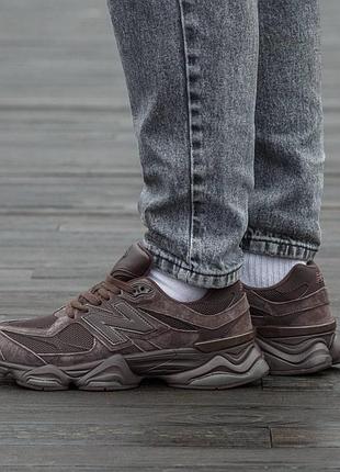 Кросівки чоловічі, кросівки жіночі, 1в1 люкс якість, шкіра, new balance 9060 chocolate brown, inter-2527
