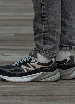 Кросівки чоловічі, кросівки жіночі, 1в1 люкс якість, шкіра, new balance 990 v6 grey black, inter-2299