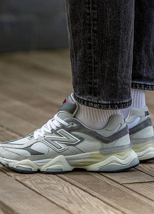 Кроссовки мужские, кроссовки женские, 1в1 люкс качество, кожа, new balance 9060 white grey, inter-1273