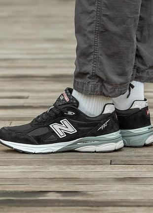 Кросівки чоловічі, кросівки жіночі, 1в1 люкс якість, шкіра, new balance 990 v3 black, inter-1375