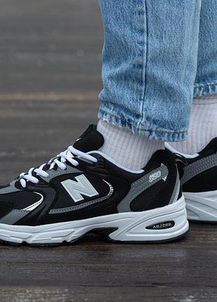 Кросівки чоловічі, кросівки жіночі, 1в1 люкс якість, шкіра, new balance 530 black\grey, inter-1761