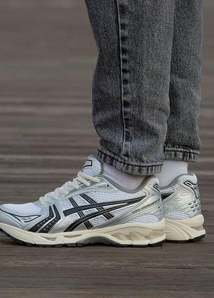 Кроссовки мужские, кроссовки женские, 1в1 люкс качество, кожа, asics gel-kayano 14 white silver black, inter-2555