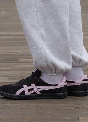 Кросівки чоловічі, кросівки жіночі, 1в1 люкс якість, шкіра, asics onitsuka tiger tokuten black/pink, inter-2663